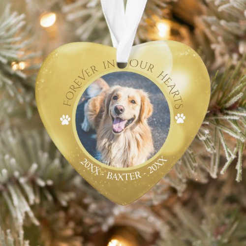 Memorial FOREVER IN OUR HEARTS Dog Photo Ornament