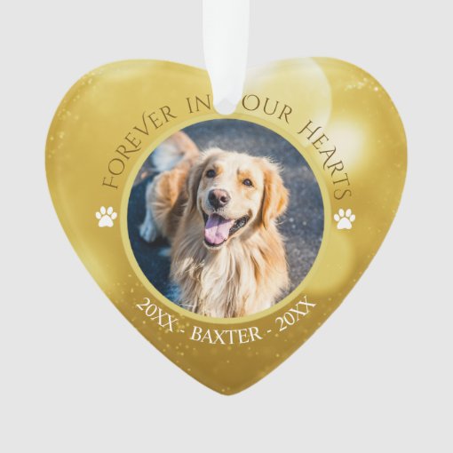 Memorial FOREVER IN OUR HEARTS Dog Photo Ornament | Zazzle