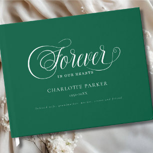Memorial "FOREVER IN OUR HEARTS" Green Guest Book