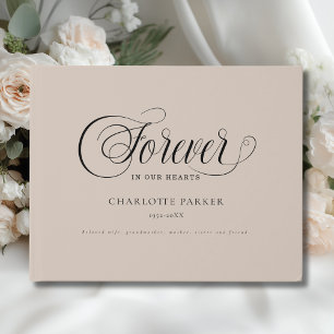 Memorial "FOREVER IN OUR HEARTS" Light-Brown Guest Book