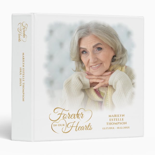 Memorial FOREVER IN OUR HEARTS Personalized 3 Ring Binder (Front/Spine)