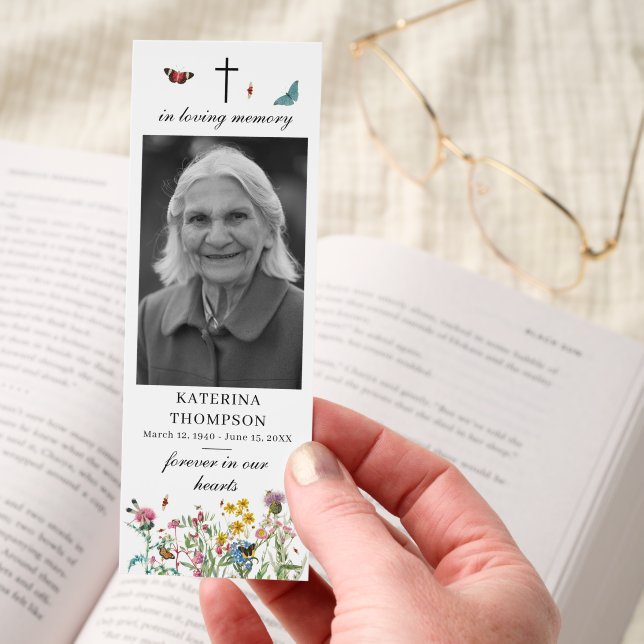 Memorial Forever in Our Hearts Photo Funeral Gift Bookmarks (Hand)