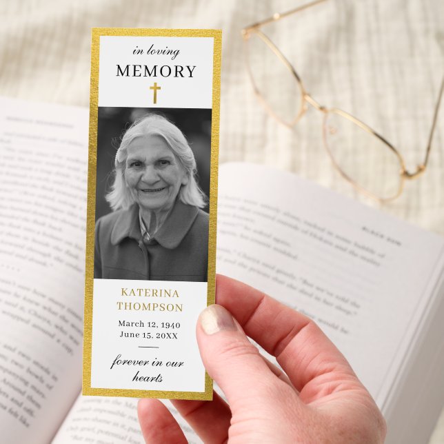 Memorial Forever in Our Hearts Photo Funeral Gift Bookmarks (Hand)