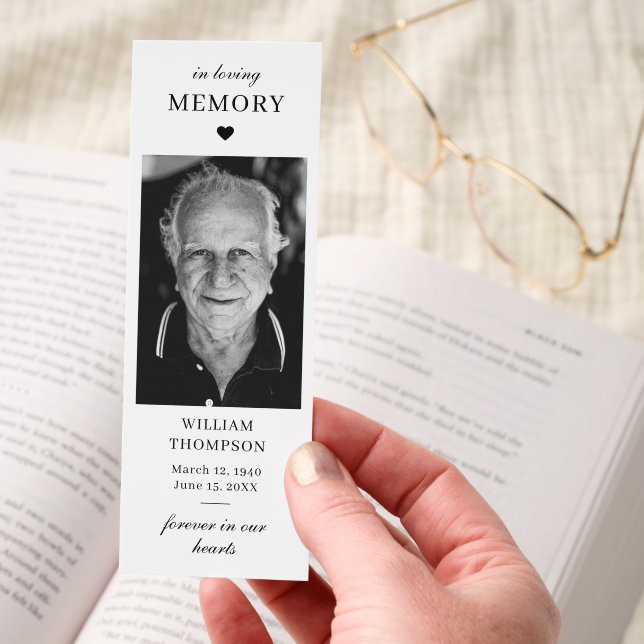 Memorial Forever in Our Hearts Photo Funeral Gift Bookmarks (Hand)