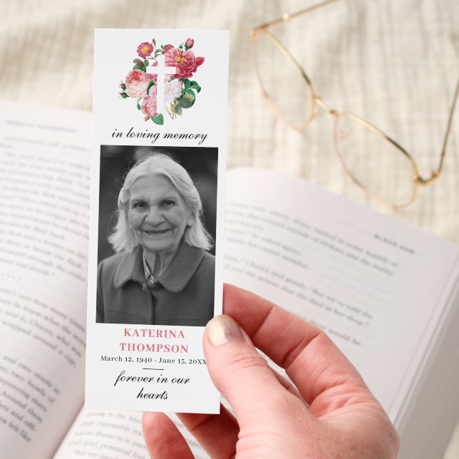 Memorial Forever in Our Hearts Photo Funeral Gift Bookmarks (Hand)