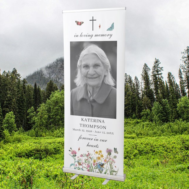Memorial Forever in Our Hearts Photo Funeral  Retractable Banner (Memorial Forever in Our Hearts Photo Funeral Retractable Banner)