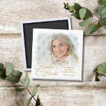 Memorial FOREVER IN OUR HEARTS Photo Gold Magnet<br><div class="desc">Create a memorial photo remembrance tribute keepsake magnet with one photo of a loved one personalized with their name and dates and the title FOREVER IN OUR HEARTS in an elegant calligraphy script typography design in gold and white. Ideal for memorial service or Celebration of Life event gifts. ASSISTANCE: For...</div>