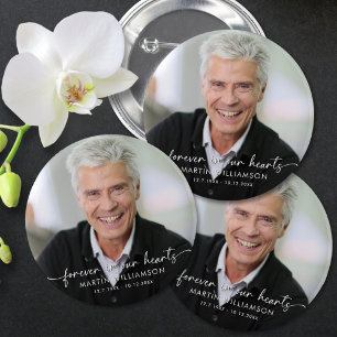 Memorial Forever In Our Hearts Photo Personalized Button