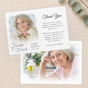 Memorial FOREVER IN OUR HEARTS Photo Thank You Card