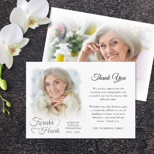 Memorial FOREVER IN OUR HEARTS Photo Thank You Card