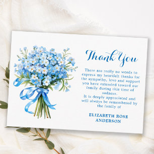 Memorial Forget Me Not Floral Sympathy Funeral  Thank You Card