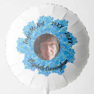 Memorial Forget Me Not Flowers Photo and Name Balloon