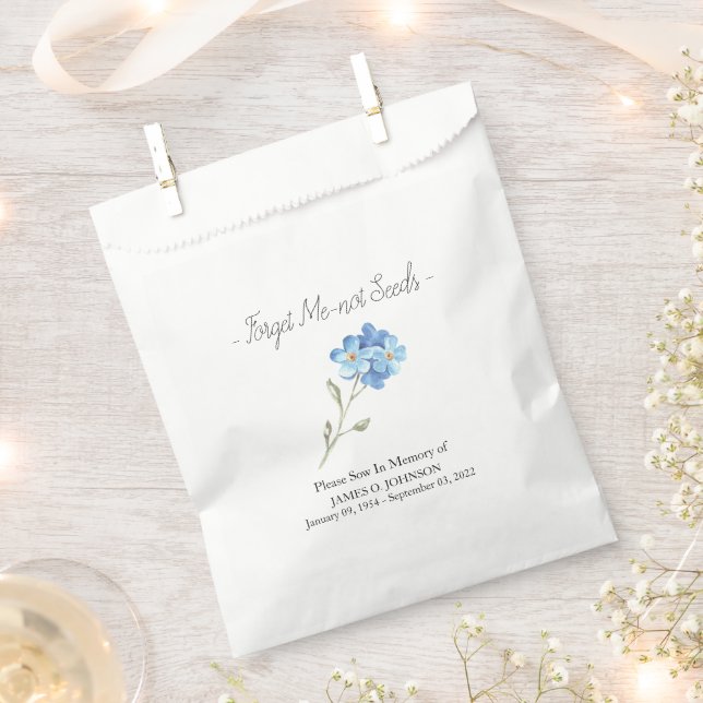 Memorial Forget Me-not Seed Funeral  Favor Bag (Clipped)