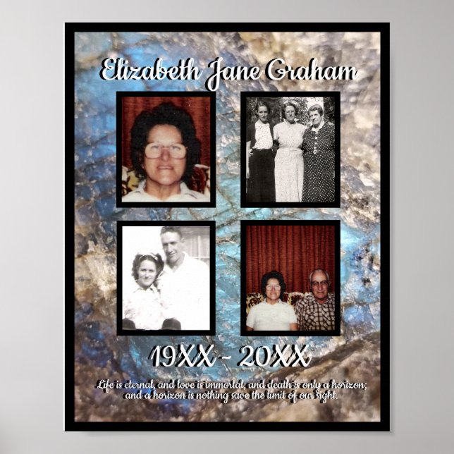 Memorial Four Photo Blue Labradorite Stone Poster (Front)