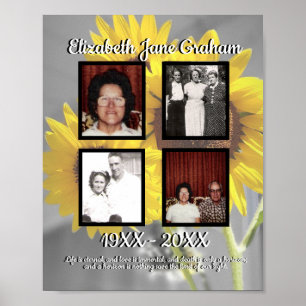 Memorial Four Photo Muted Sunflower Background Poster