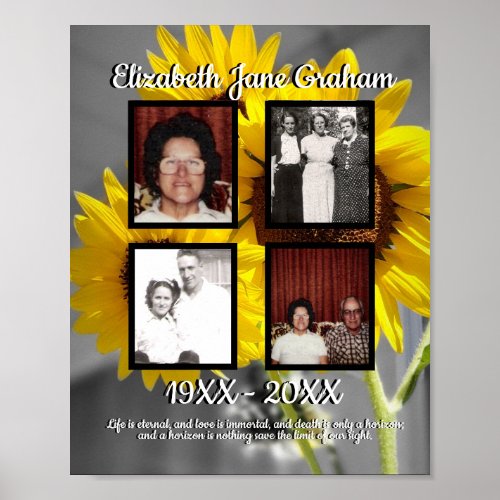 Memorial Four Photo Sunflower Background  Poster