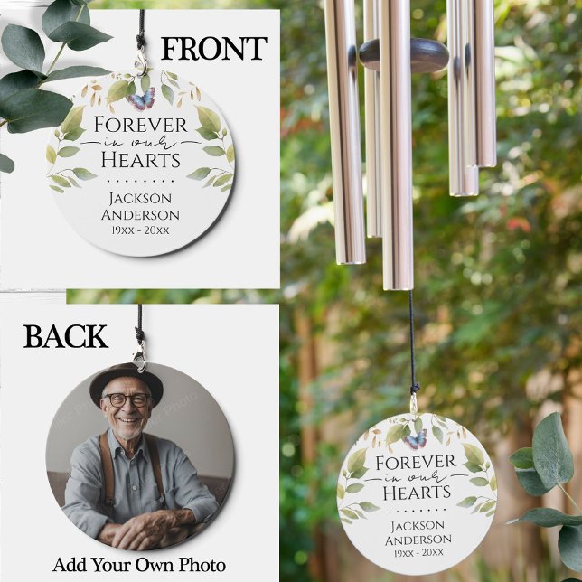 Memorial Foverever in Our Hearts Floral Photo Wind Chime (Creator Uploaded)