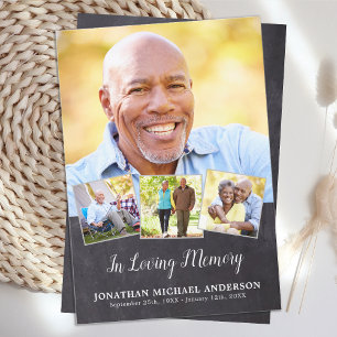 Memorial Funeral 4 Photo Sympathy Prayer Card