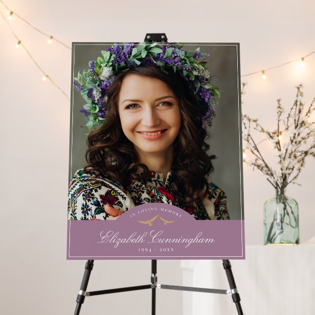 Memorial Funeral Birds Classic Monogram Photo Foam Board (In Situ (Stand))