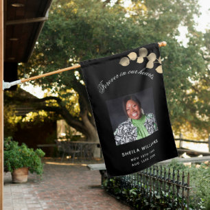 Memorial funeral black gold photo eucalyptus house flag