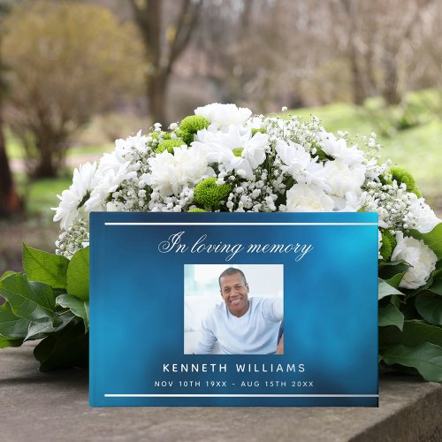 Memorial funeral blue sky silver photo foil guest book 