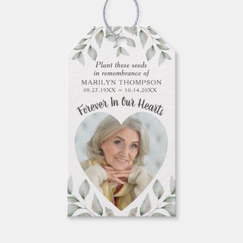 Memorial Funeral Botanical Seed Packet Photo Gift Tags