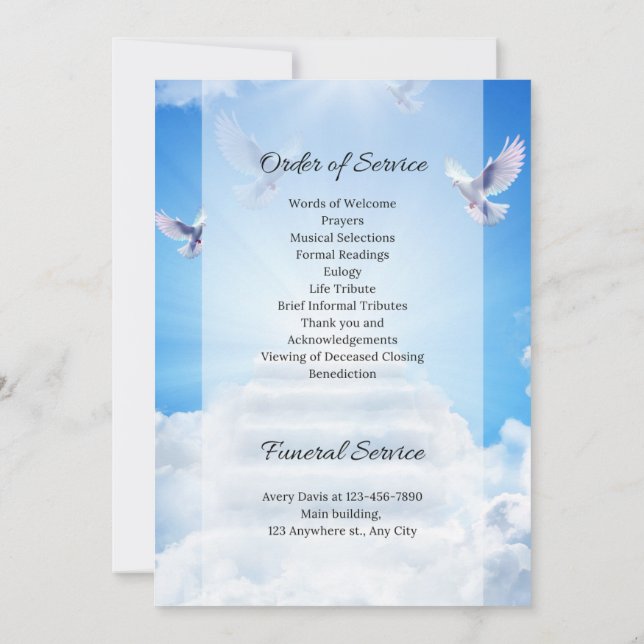 Memorial Funeral Card invitation Design (Back)