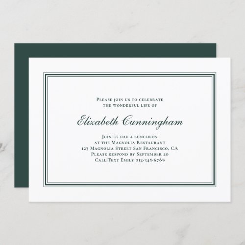 Memorial Funeral Classic and Simple Elegant Invitation