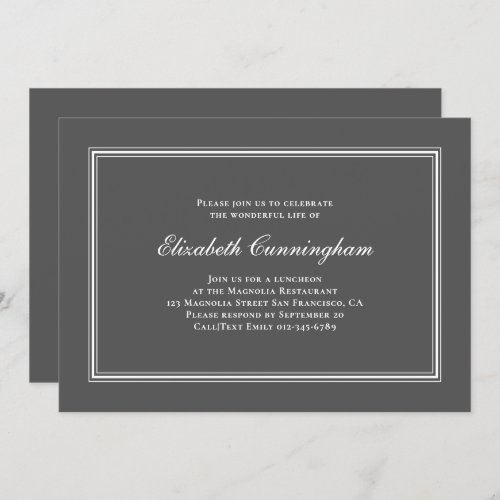 Memorial Funeral Classic and Simple Elegant Invitation