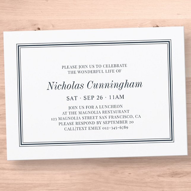 Memorial Funeral Classic and Simple Elegant Invitation (Creator Uploaded)