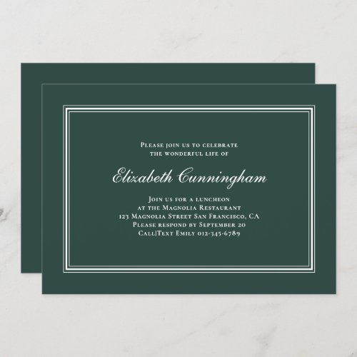 Memorial Funeral Classic and Simple Elegant Invitation