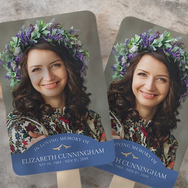 Memorial Funeral Classic Birds Photo Remembrance Hand Fan (Creator Uploaded)