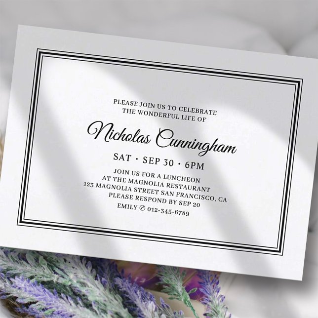 Memorial Funeral Classic Simple Elegant Invitation (Creator Uploaded)