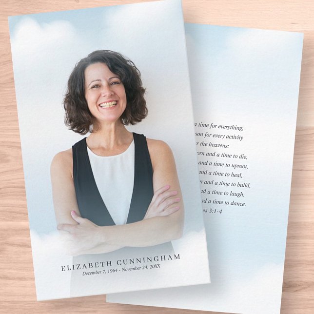 Memorial Funeral Clouds in Heaven Modern Photo Business Card (Creator Uploaded)