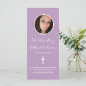 Memorial Funeral Cross Photo Purple Bookmark (Standing Front)