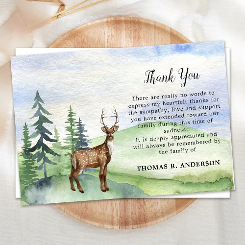 Memorial Funeral Deer Woodland Sympathy Thank You Card