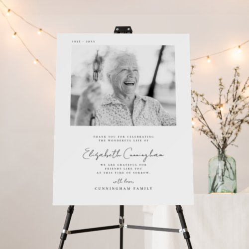 Memorial Funeral Elegant Simple Modern Chic Photo Foam Board