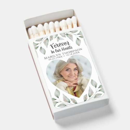 Memorial Funeral Favor Heart Shaped Photo Matchboxes