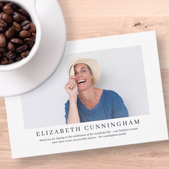 Memorial Funeral For Her | Elegant Modern Photo Thank You Card (Creator Uploaded)