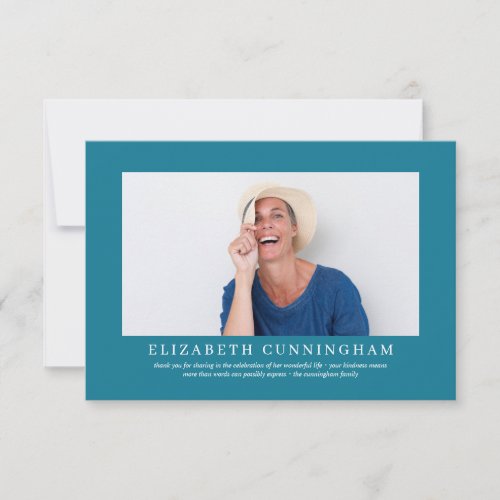 Memorial Funeral For Her  Elegant Modern Photo Thank You Card