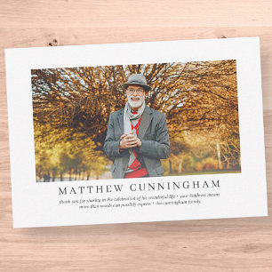 Memorial Funeral For Him Elegant Modern Photo Thank You Card