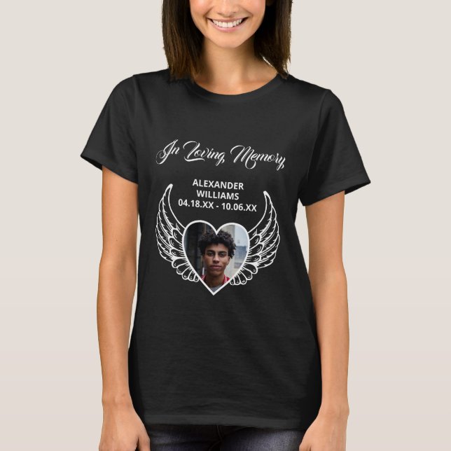 Memorial Funeral In Loving Memory Angel Wings  T-Shirt (Front)