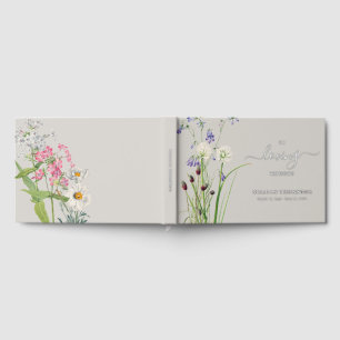 Memorial Funeral In Loving Memory Wildflowers Foil Guest Book