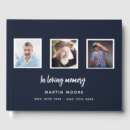 Memorial funeral loving memory blue photo collage