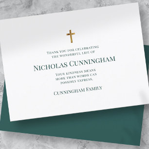 Memorial Funeral Modern and Simple Cross Thank You Card