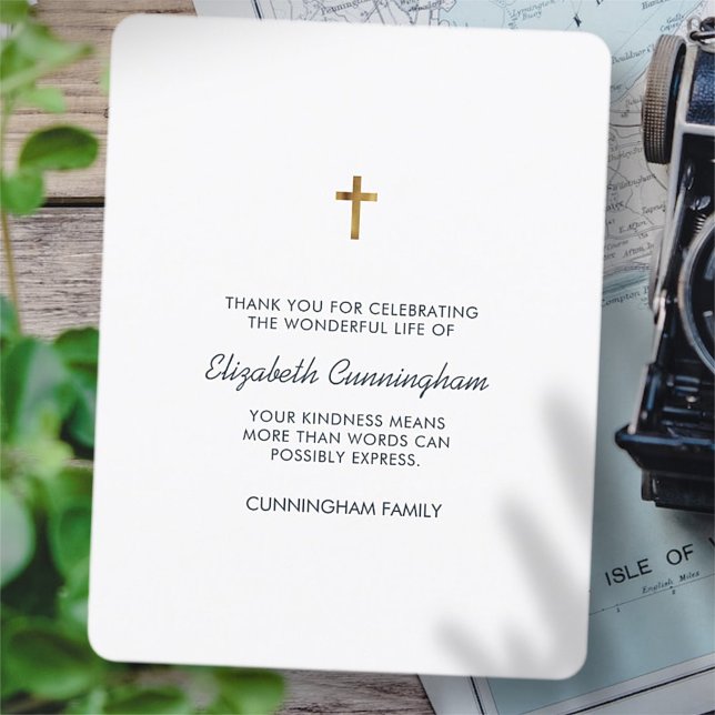 Memorial Funeral Modern and Simple Cross Thank You Card (Creator Uploaded)