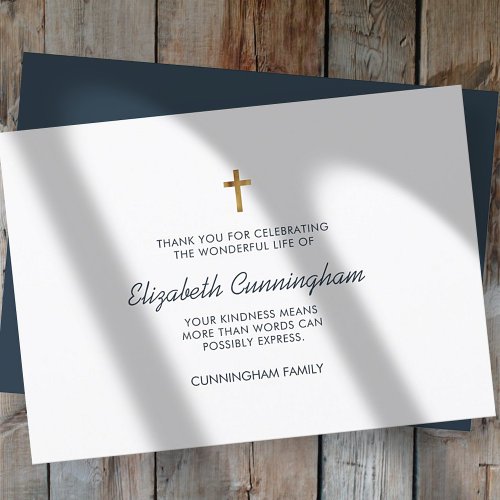 Memorial Funeral Modern and Simple Cross Thank You Card