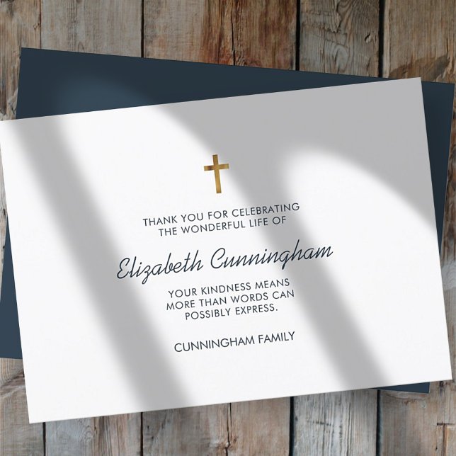 Memorial Funeral Modern and Simple Cross Thank You Card (Creator Uploaded)