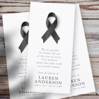 Memorial Funeral Modern Simple Chic Black Ribbon