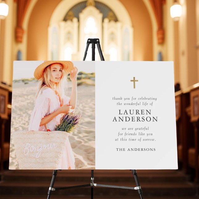 Memorial Funeral Modern Simple Chic Cross Foam Board (Creator Uploaded)